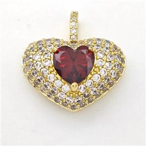 Copper Heart Pendant Micro Pave Zirconia Gold Plated, approx 8mm, 15-21mm [FD15945]