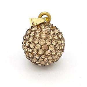 Clay Round Pendant Micro Pave Champagne Rhinestone, approx 16mm [FD15949]