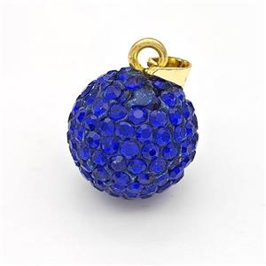 Clay Round Pendant Micro Pave Lapisblue Rhinestone, approx 16mm [FD15952]