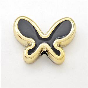 Resin Butterfly Beads Black Enamel Gold Plated, approx 15-20mm [FD15960]