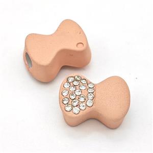 Resin Bow Beads Micro Pave Rhinestone Large Hole, approx 13-18mm, 3mm hole [FD15998]