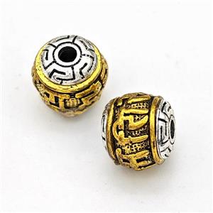 Tibetan Style Alloy Round Beads Antique Silver Gold Large Hole, approx 11-13mm, 3mm hole [FD16023]
