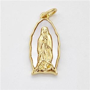Jesus Charms Copper Pendant Pave Shell Gold Plated, approx 9-17mm [FD16049]