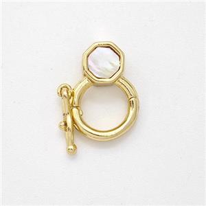 Copper Clasp Pave Shell 18K Gold Plated, approx 6mm, 9mm [FD16082]