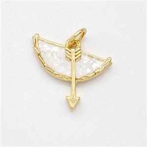 Bow And Arrow Charms Copper Pendant Pave Fire Opal 18K Gold Plated, approx 15-16mm [FD16095]