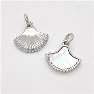 Copper Scallop Pendant Pave Shell Platinum Plated, approx 10-14mm [FD16158]