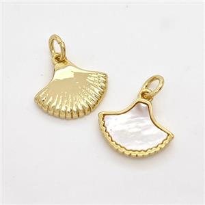 Copper Scallop Pendant Pave Shell Gold Plated, approx 10-14mm [FD16159]