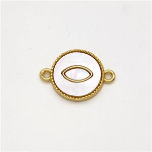 Copper Circle Eye Connector Pave Shell 18K Gold Plated, approx 12mm [FD16160]
