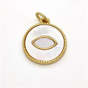 Copper Circle Eye Pendant Pave Shell 18K Gold Plated, approx 15.5mm [FD16161]