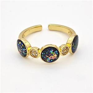 Copper Rings Pave Fire Opal Zirconia 18K Gold Plated, approx 7mm, 18mm dia [FD16171]