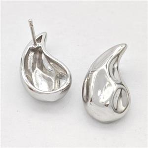 Copper Teardrop Stud Earring Platinum Plated, approx 11-20mm [FD16175]