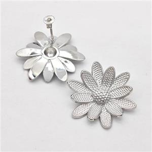 Copper Sunflower Stud Earrings Platinum Plated, approx 28mm [FD16183]