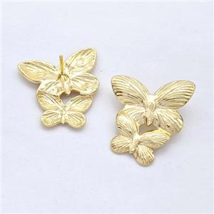 Copper Butterfly Stud Earrings Gold Plated, approx 16-25mm [FD16186]