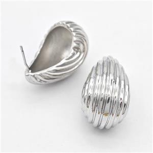 Copper Teardrop Stud Earrings Hollow Platinum Plated, approx 15-30mm [FD16191]