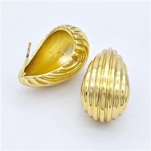 Copper Teardrop Stud Earrings Hollow Gold Plated, approx 15-30mm [FD16192]