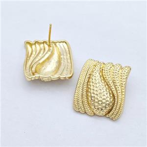 Copper Square Stud Earrings Teardrop Gold Plated, approx 20-22mm [FD16197]