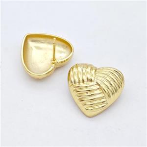 Copper Heart Stud Earrings Gold Plated, approx 18mm [FD16199]