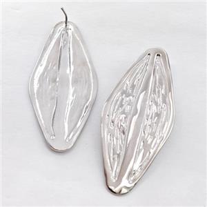 Copper Oval Stud Earrings Hammered Platinum Plated, approx 25-55mm [FD16212]