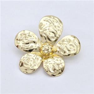 Copper Flower Stud Earrings Hammered Gold Plated, approx 35-38mm [FD16217]