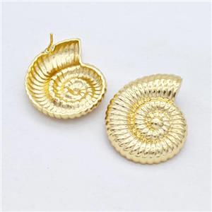 Copper Stud Earrings Nautilus Shell Gold Plated, approx 25-30mm [FD16223]
