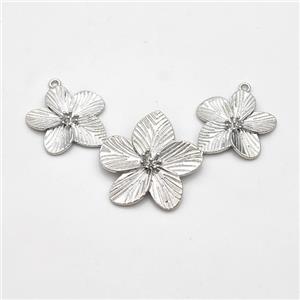 Copper Flower Pendant Links Platinum Plated, approx 20mm, 25mm, 60mm [FD16226]