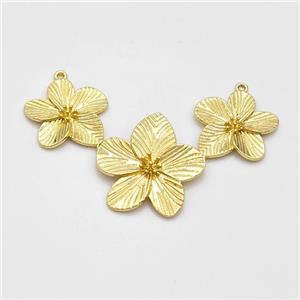 Copper Flower Pendant Links Gold Plated, approx 20mm, 25mm, 60mm [FD16227]