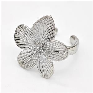 Copper Flower Rings Platinum Plated, approx 25mm, 18mm dia [FD16228]