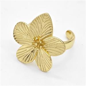 Copper Flower Rings Gold Plated, approx 25mm, 18mm dia [FD16229]