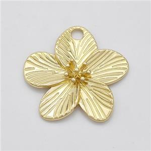 Copper Flower Pendant Gold Plated, approx 30mm [FD16231]