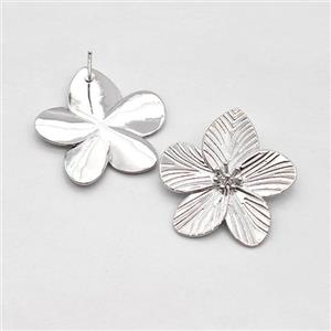 Copper Flower Stud Earrings Platinum Plated, approx 30mm [FD16232]