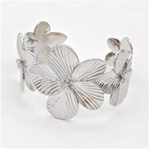 Copper Flower Bangle Platinum Plated, approx 28mm, 35mm, 45mm, 50-60mm [FD16234]