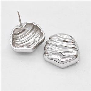 Copper Stud Earrings Hammered Platinum Plated, approx 18-19mm [FD16269]