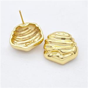 Copper Stud Earrings Hammered Gold Plated, approx 18-19mm [FD16270]