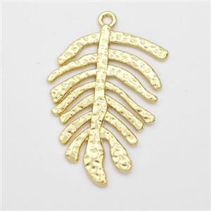 Copper Leaf Pendant Monstera Hammered Gold Plated, approx 25-35mm [FD16274]