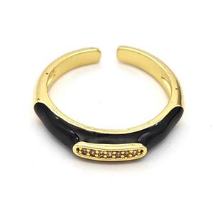 Copper Rings Pave Zirconia Black Enamel Gold Plated, approx 4mm, 18mm dia [FD16278]