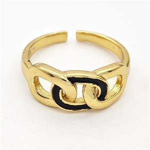 Copper Rings Black Enamel Gold Plated, approx 8-19mm, 18mm dia [FD16293]