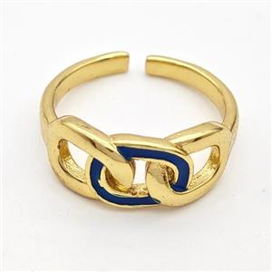 Copper Rings Blue Enamel Gold Plated, approx 8-19mm, 18mm dia [FD16294]