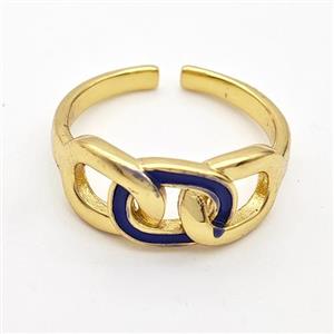 Copper Rings Darkpurple Enamel Gold Plated, approx 8-19mm, 18mm dia [FD16295]