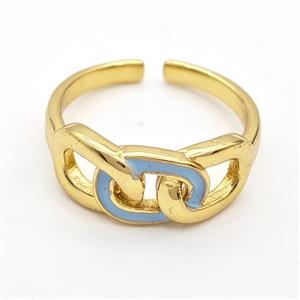 Copper Rings Lt.blue Enamel Gold Plated, approx 8-19mm, 18mm dia [FD16296]