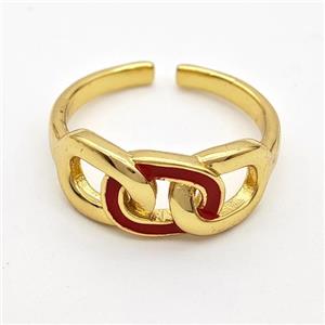 Copper Rings Red Enamel Gold Plated, approx 8-19mm, 18mm dia [FD16298]