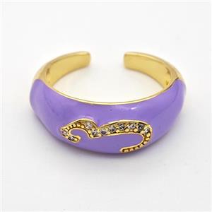 Copper Rings Pave Zirconia Lavender Enamel Gold Plated, approx 9mm, 18mm dia [FD16304]