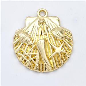 Scallop Charms Copper Shell Pendant Ocean Style Gold Plated, approx 25mm [FD16324]