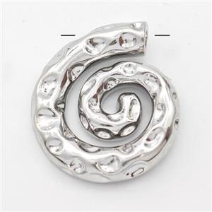 Nautilus Charms Copper Pendant Spiral Shell Hammered Platinum Plated, approx 28-32mm [FD16327]