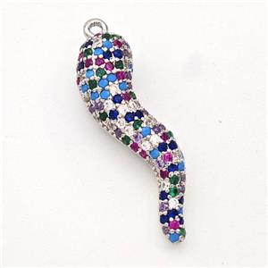 Copper Chili Pendant Micro Pave Zirconia Capsicum Platinum Plated, approx 7-30mm [FD16338]