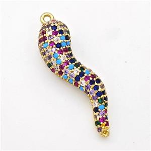 Copper Chili Pendant Micro Pave Zirconia Capsicum Gold Plated, approx 7-30mm [FD16339]