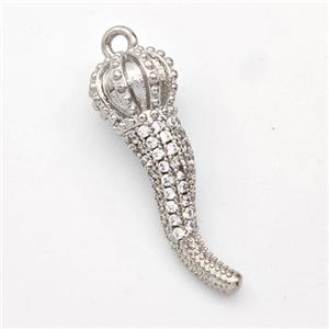 Copper Chili Pendant Micro Pave Zirconia Capsicum Platinum Plated, approx 10-30mm [FD16340]