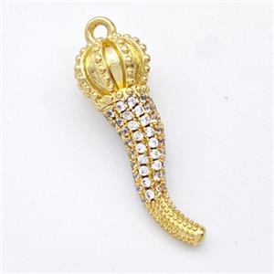 Copper Chili Pendant Micro Pave Zirconia Capsicum Gold Plated, approx 10-30mm [FD16341]