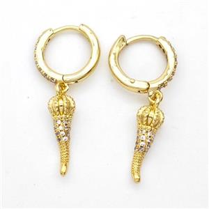 Copper Chili Hoop Earrings Pave Zirconia Capsicum Gold Plated, approx 5-15mm, 14mm dia [FD16348]