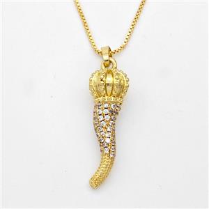Copper Chili Necklace Pave Zirconia Capsicum Gold Plated, approx 10-30mm, 1mm, 42-45cm length [FD16353]