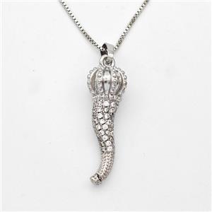 Copper Chili Necklace Pave Zirconia Capsicum Platinum Plated, approx 10-30mm, 1mm, 42-45cm length [FD16354]